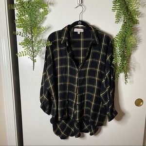 philosophy black plaid high low flannel size 1X